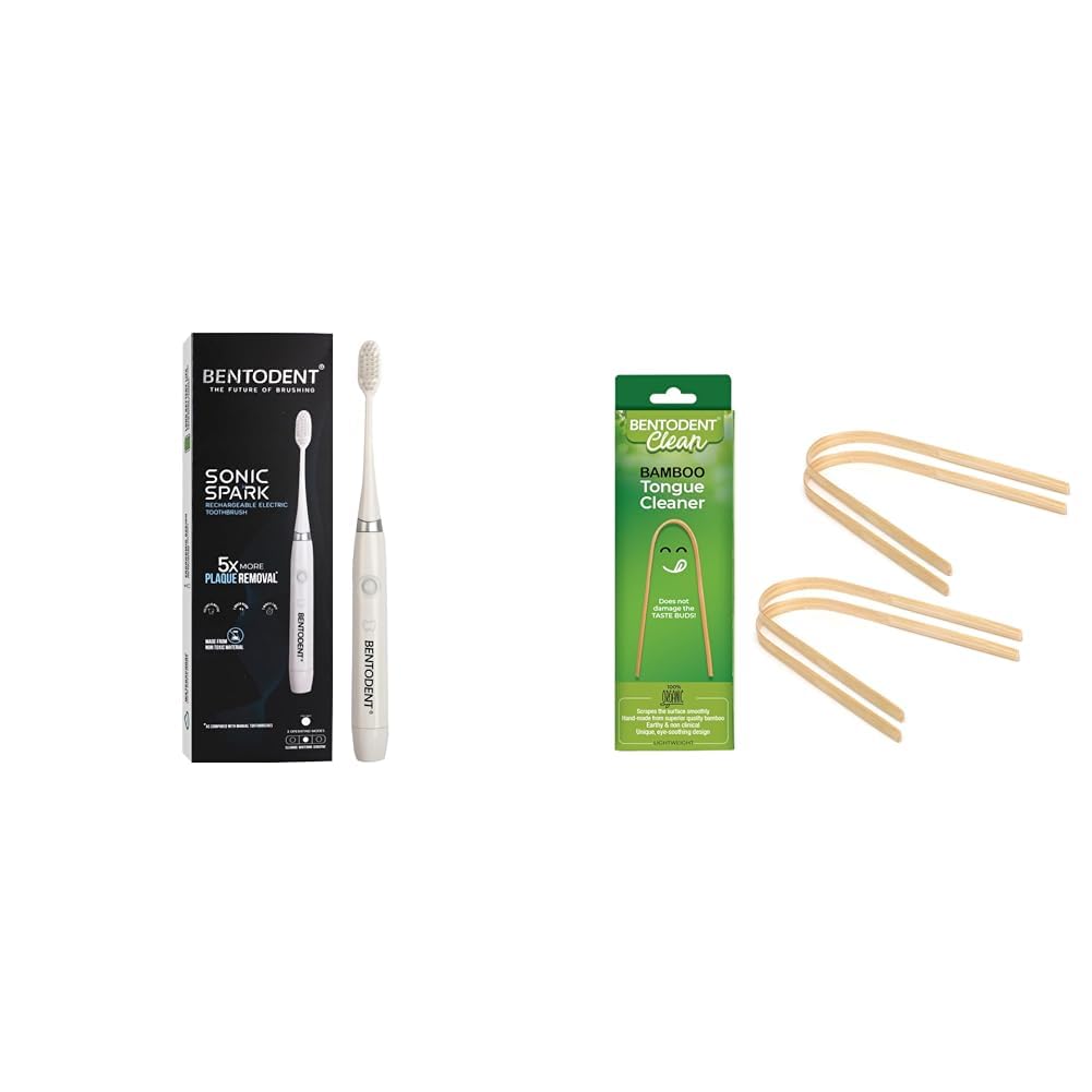 BENTODENT Advanced Sonic Electric Toothbrush | 3 Modes, Ultra-Soft Bristles, 2-Min Timer, QuadPace | Bentodent Bamboo Tongue Cleaner (Pack of 4)-image-16