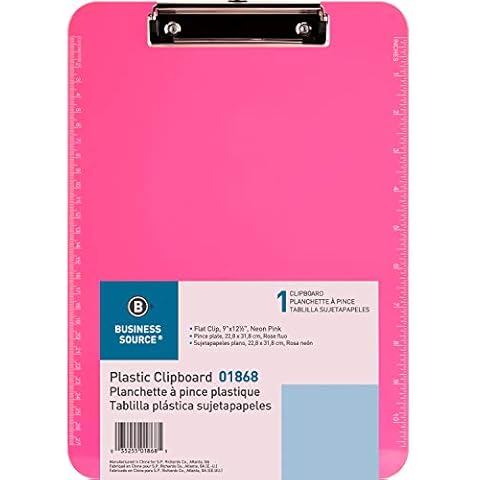 Neon Pink Transparent Plastic Clipboard, 9" x 12.5" (SPR01868) Cover