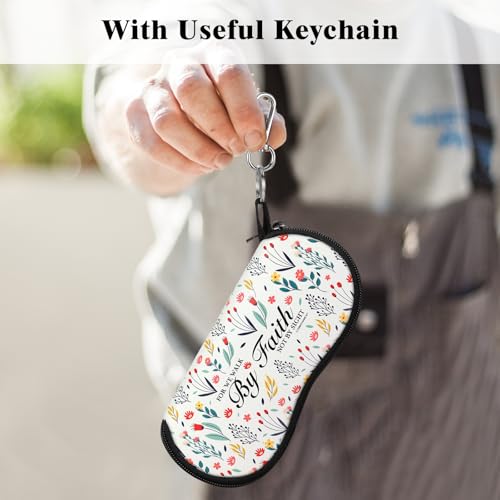 image for MoKo Eyeglass Soft Case, Zippered Neoprene Sunglasses Pouch with Clip 