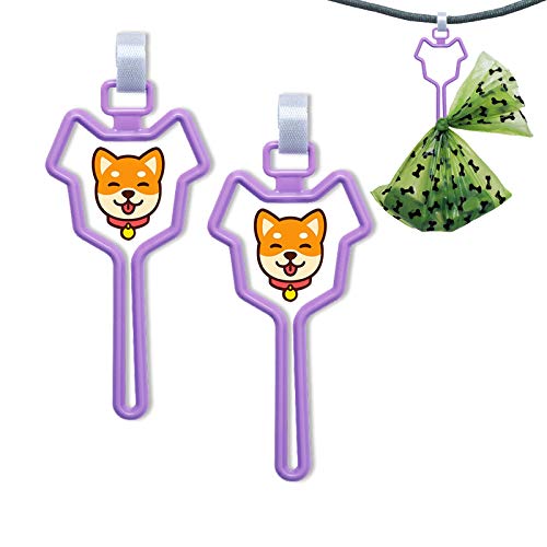 MAYWARD 2PCS Dog Bag Holder Hands Free Waste Bag Carrier Durable Dog Poop Bag Holder Adjustable Leash Waste Carrier Holder Hands Free Holder for Dog Poop Bag Suitable for any Leashes (purple)
