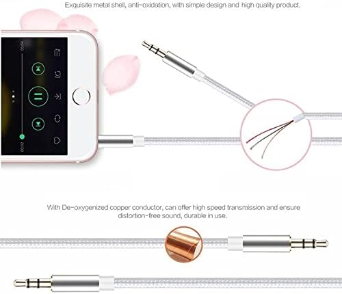 EgArt Audio Cable 3,5mm Aux Cable Stereo Jack Cable Nylon Braided Aux to Aux Cable Lead for Car, Headphone, iPhone, iPad, Samsung, MP3, Smartphone, Tablet, Home Stereo, Laptop (Gold, 1 meter)