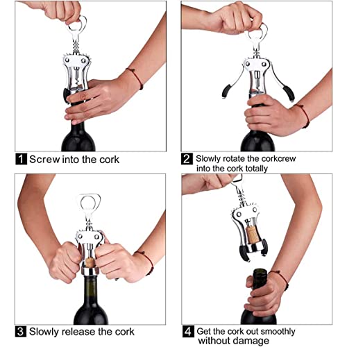 Wine Opener Wing Corkscrews Wine Bottle Openers Multifunctional Corks Beer Caps Remover for Bartender and Waiters Kitchen Bar Restaurant - Image 5