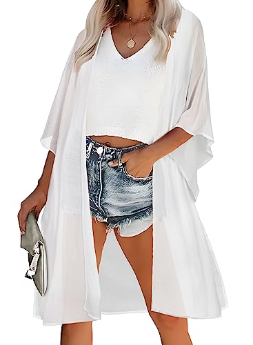 CHICGAL Kimonos for Women Casual Puff Sleeve Open Front...