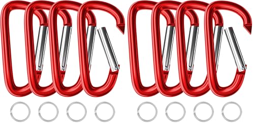 Image of sprookber 4 inch & 5 inch Extra Large Aluminum Carabiner D Ring, Caribeener Clips, Spring Snap Hook for Keychain Clip, Set of 4