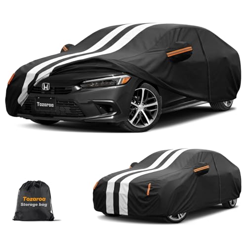 Multi-Layer Car Cover Custom Fit for Honda Civic (Type R) 2006-2026, 100% Waterproof All Weather for Automobiles, Gift with Towel, Heavy Duty Car Covers for Rain Sun UV Protection with Door Zipper.