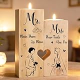 Cadeau Mariage, Cadeau de Mariage Personnalisé - Mr Mrs Candélabre en Bois, Cadeau Couple,...