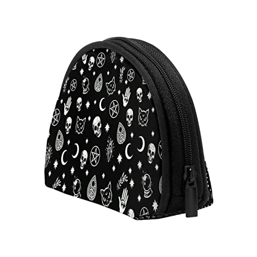 Coin Purse Wallet Colorful Skull Cat Moon Gothic Pattern Fashion Change Wallet Durable Zipper Handbag #TOP5