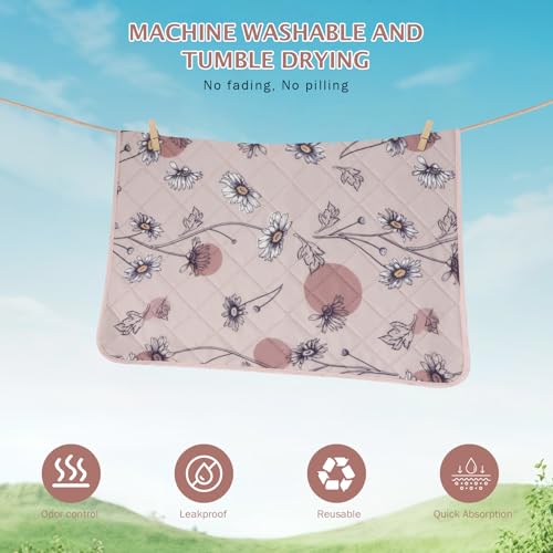 Image of IEUUMLER Washable Pee Pads for Dogs, 2 Pack Non-Slip & Waterproof Pack Whelping Pad, Reusable Washable Puppy Potty Training Pad with Fast Absorbent for Playpen EU007 (Pink Daisy, 24 inchX18 inch-2pcs)