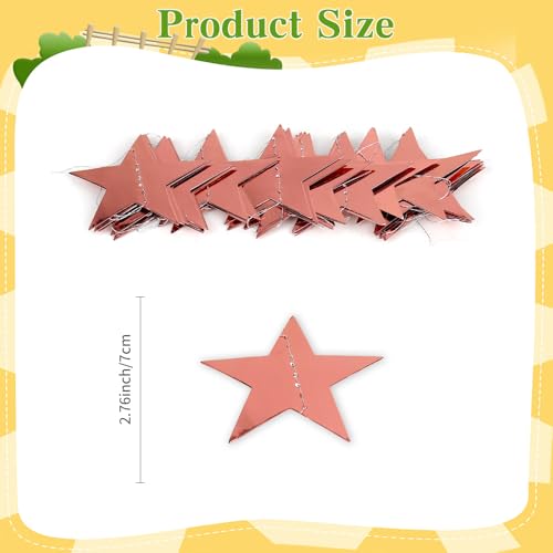 Image of Star Garland, Rose Gold Star Garland Banner, 5PCS 66 Feet Double Side Star Hanging Bunting Banner Backdrop Little Star Paper Hanging Decor for Birthday Baby Shower Christmas Party Decorations
