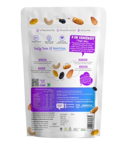 Image of ProV Fusion - 5 in 1 Energy 200g | ProV Fusion - Fruit & Nut Mix 200g | Trail Mixes | Nuts and Dry fruits | Raisins Almond Kharik Cashew | Any time Natural Snack | Natural Snacks | Protein and Vitamins | Dietary Fiber | Mixed Nuts