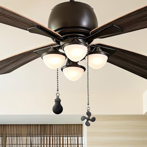 2 Pcs Ceiling Fan Pull Chain Extender, 12 Inch Ceiling Fan Chain Pulls, Fan Pull Chain Extension with Fan and Bulb Ornaments, Pull Chains for Ceiling Fans and Lights, Black