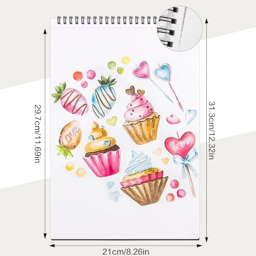 A4 Marker Paper Pad 40 Sheets, 8.3&times;11.7 Inch Bleedproof Art Sketch Pad, 73lb/120gsm Drawing Paper Spiral Sketch Book, Painting Coloring Alcohol Marker Paper for Beginners, Artists, Gift