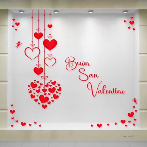 Gigio Store Pegatina para ventana de San Valentín, tamaño grande, 3 x 2 metros, decoración de escaparates personalizable, de diseño elegante y romántico, adhesivo removible antiburbujas tallado sin