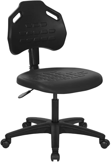 Scranton & Co Armless Task Chair, Black Urethane, Adjustable Height and Lumbar Support, GREENGUARD and Anti-Static ESD Certified, 28”Wx26”Dx32.25”H Office Chair with Nylon Base and Carpet Casters
