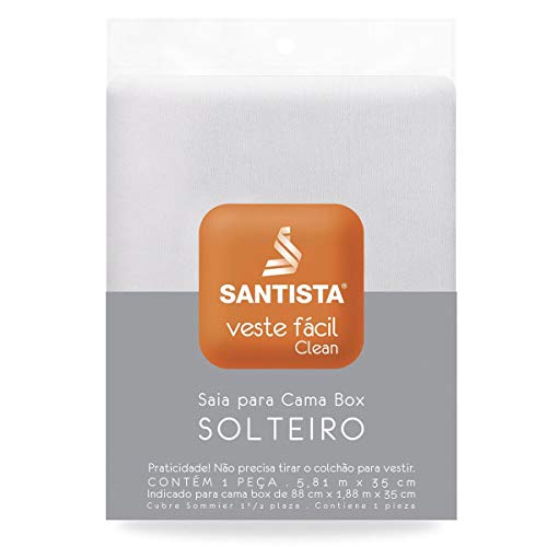Saia para Cama Box com Elástico Clean Santista - Queen - Branco
