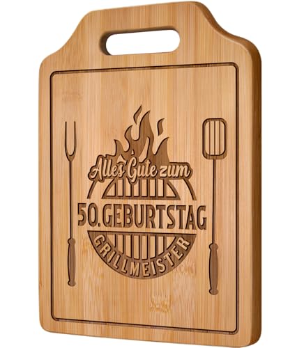 Giftasy 50 Geburtstag Mann - Graviertes Bambus Schneidebrett, Geschenke zum 50 Geburtstag Mann – Ansicht 1