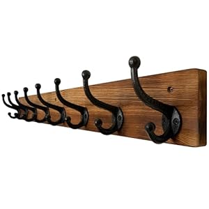 Webi rustic coat rack wall mount3543 long 8 cast iron coat hooks wall mountedheavy duty wall coat hanger hooks for hanging coatsclothesrustic brown  urban country home decor