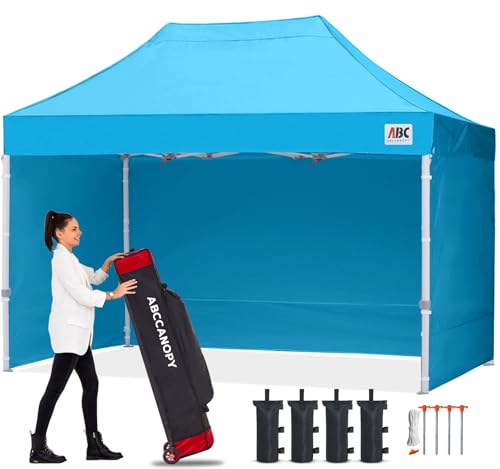 Image of ABCCANOPY Ez Pop Up Canopy Tent with Sidewalls 10x15 Commercial -Series, Sky Blue