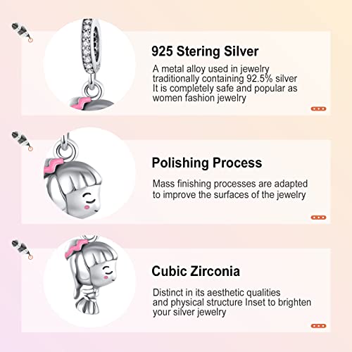 Annmors Little Girl Charm 925 Sterling Silver Beads Dangle Charm,Compatible With European Bracelet And Necklace,Birthday Mother's Day Gifts For Women Wife Girls #TOP3