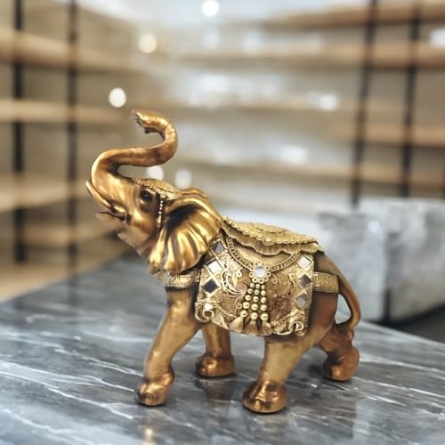 ICE Armor 18" W Decorative Elephant Figurine with Raised Trunk Figurine Statue Sculpture Ornament Decoration Home/Room Decor and Gift Ideas for Housewarming, Holidays and Birthdays by ICE ARMOR - Used condition - US$46.78