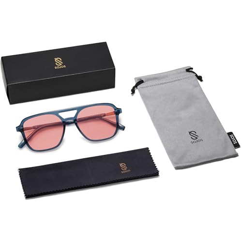 Image of SOJOS Retro Aviator Sunglasses for Women Men,Trendy Rectangle Womens Mens Shades Sun Glasses SJ2202