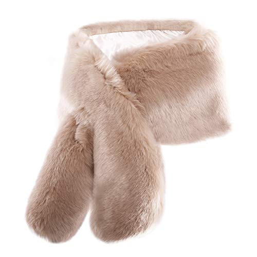 KAMA BRIDAL Women Long Faux Fur Shawl Bridal Stole Cover Up Winter Soft Bolero Scarf2