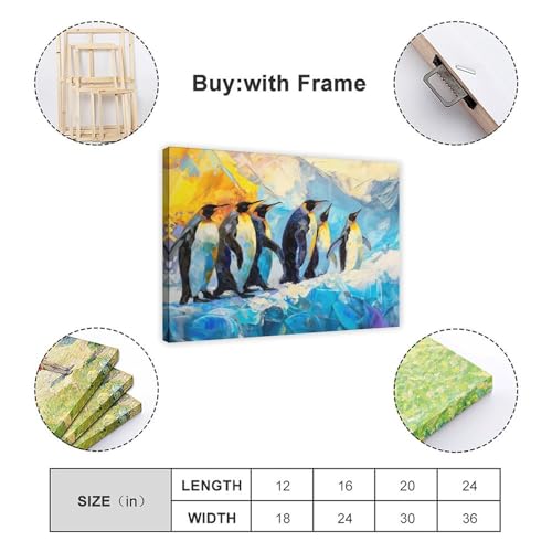 Poster pingouin sur toile tableau deco murale chambre coucher et bureau