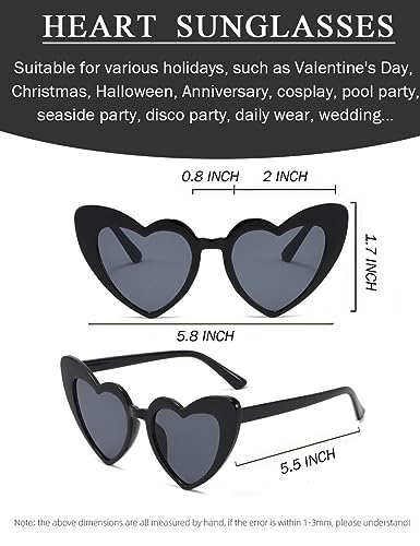 4 Pack Valentines Heart Shaped Sunglasses - Trendy Cat Eye Love Glasses, Vintage Retro Sunglasses for Women3