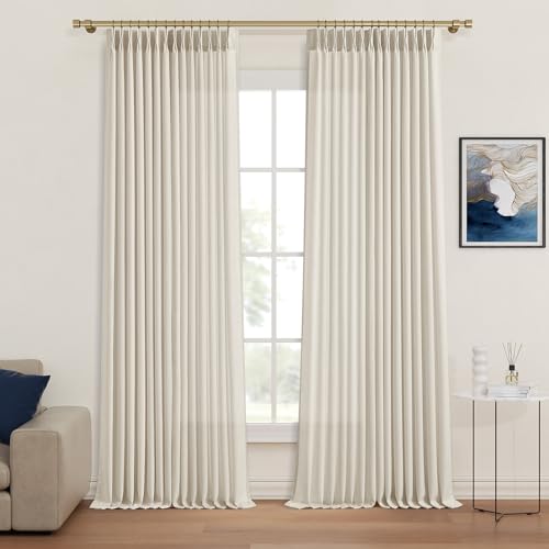 Yuanice Extra Long 120 Inches Pinch Pleated Linen Curtains for