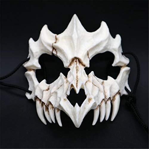 Zhangpu Halloween Maske, japanische Halbmaske, Drachengott, Werwolf, Wilde Tiger Horrormaske, Tier Cosplay Skelettschädel, gruselige Party Bühnenshow Maske Cover
