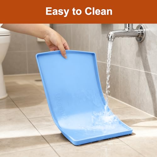 ukeetap Extra Thick Silicone Mat Waterproof with Raised Edge 19” x 12”, BPA Free Non-Slip Dog & Cat Food Mat, Feeding Mat for Food and Water Bowls, Spill Proof Mat to Protect Floors, Blue - Thumbnail 6