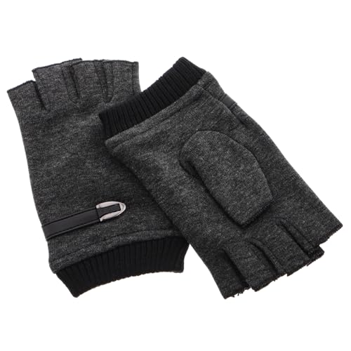 Hemoton Outdoor Activity Gloves Winter Half Finger Mittens Thermal Working Gloves for Cold Weather