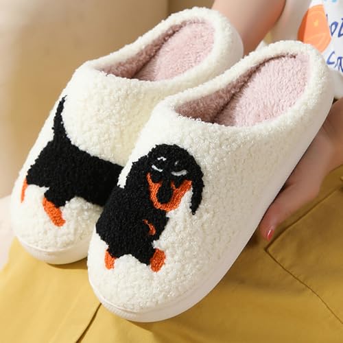 Figdews lammfell hausschuhe damen,Frauen Männer Fuzzy Memory Foam Cartoon Tier Hausschuhe Neuheit Lustige Hund Pantoffeln Winter Warm Plüsch Pantoffeln