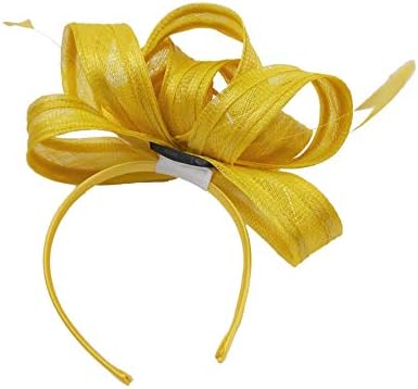 Sinamay Bow Feather Fascinator Headband Hats Wedding Church Racing Hat