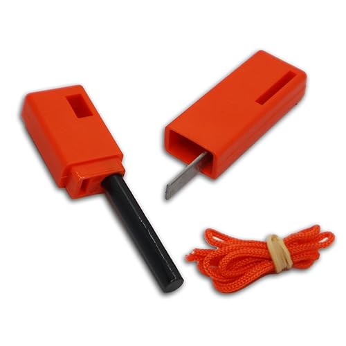Fire Starter Flint Emergency Waterproof for Camping, Fishing and Hunting (Orange)