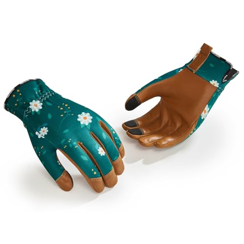 VGO Women Gardening Gloves Premium Goat Leather Touchscreen Fingertips