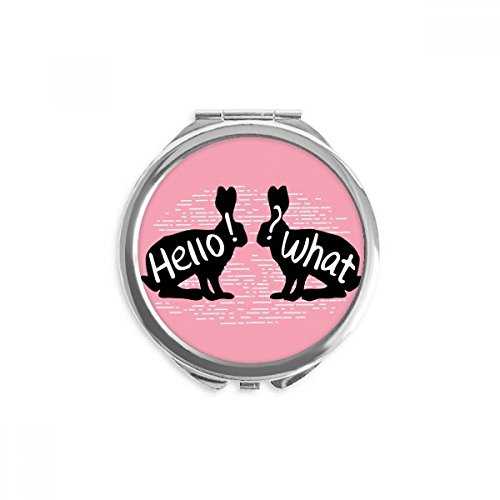 Black Rabbits Animal Outline Natural Hand Compact Mirror Round Portable Pocket Glass #TOP25
