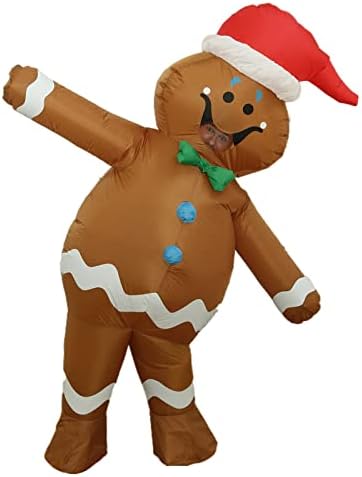 OVIFM Christmas Gingerbread Man Inflatable Costume Gingerbread Christmas Decorations for Indoor and Outdoor,1.88M Tall Cute Santa Costume for Garden,Yard,Lawn,Holiday and Party
