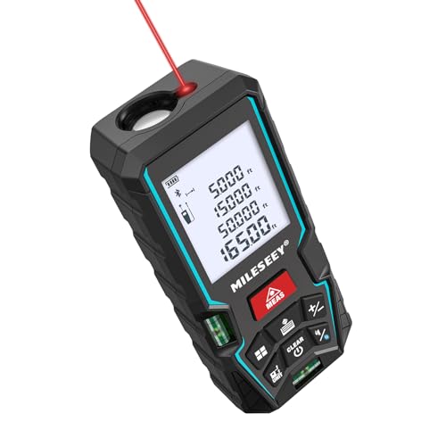 50M Laser Measure Device with Phone App, MiLESEEY Laser Distance Meter with 2 Spirit Level Bubbles, ±2mm Accuracy, 2 inch LCD Backlight, Pythagorean Mode, Measure Distance, Area/Volume Calculation option
