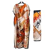 Kaftan Dresses+Scarf for Women Plus Size Bathing Suit Cover up Caftan Maxi Beach Dresses