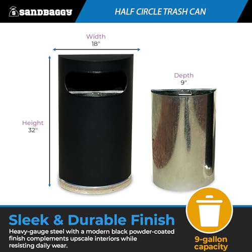 Caneca de basura semi circular 9 galones negro miniatura 6
