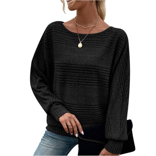 SCBFDI Pull Femme Chaud Chic Automne Hiver Fin Tricoté Pullover Col Bateau