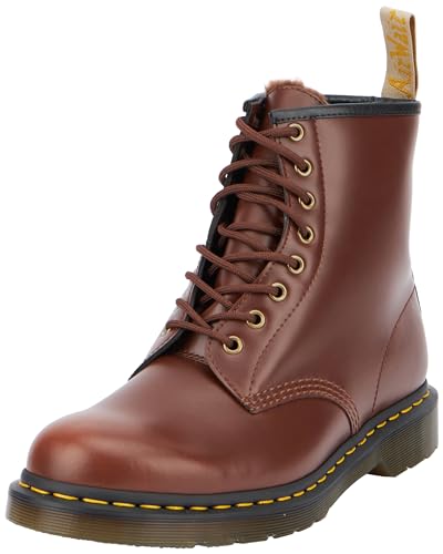 DR. MARTENS Unisex 8 Eye Boots, Brown Norfolk Flat & Brown Borg Fleece, 46 EU