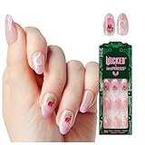 WICKED X imPRESS Press On Nails, New Improved Adhesive, Up To 10 Day Hold, ‘Tulip Harvest’, Pink, Medium Almond, Includes 30 Fake Nails, 1 Prep Pad, 1 Manicure Stick, 1 Mini File