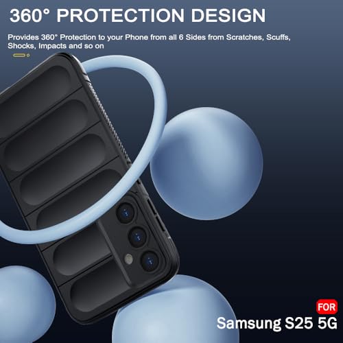 Image of TheGiftKart Liquid Silicon Back Cover Case for Samsung Galaxy S25 5G | ShockProof Military Grade Protection | Micro-Fibre Cloth On Inner Side | Anti-Slip Grip Back Case for Samsung S25 5G (TPU, Black)