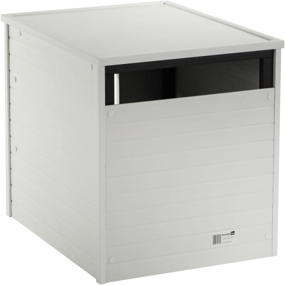 New Age Pet ECOFLEX Freedom Litter Loo Moisture‑Resistant Enclosure & End‑Table, Non‑Toxic, Pull Out Drawer, Indoor Cat Furniture, Antique White