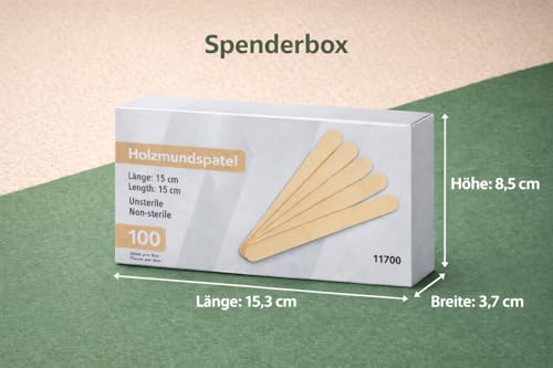 BUXMED 100 Stück Holzmundspatel Einweg – Holzspatel, Holzstäbchen, Zungenspatel aus Holz, Spatel, Eisstiele Holz, Rührstäbchen, Bastelholz, Holzstäbe zum Basteln, Holzspachtel, Wax Stick