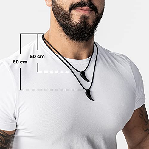 SERASAR Lederkette Herren Leder Halskette mit Anhänger - 60cm Schwarz Lederband Kette Schmuck Schachtel für Männer Echtleder Geschenk Leather Necklace Men Jewelry Band