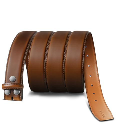 BULLIANT Leather Belts Strap 1 1/2" with Snaps No buckle for Men Belt Replacement2