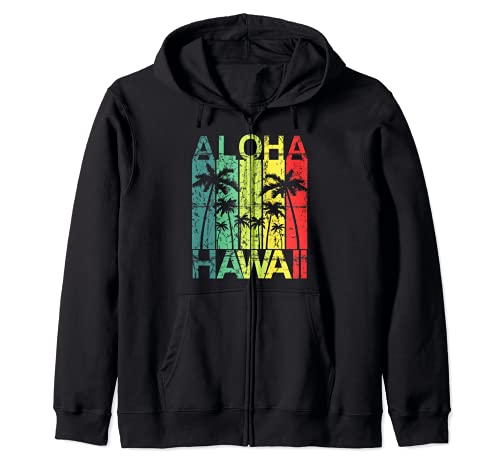 Camiseta Aloha Hawaii Retro Surfer Palm Island Vintage Sudadera con Capucha
